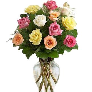 15 multi-colored roses | Flower Delivery Domodedovo