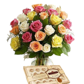 25 colorful roses with chokolates | Flower Delivery Domodedovo