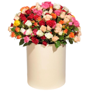 Mixed roses in a hatbox | Flower Delivery Domodedovo